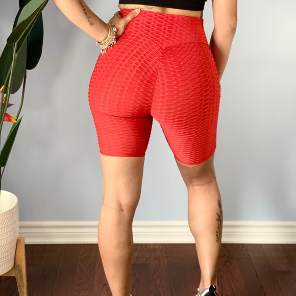 TikTok Biker Shorts - Textured ~ Red - Picture 4 of 5